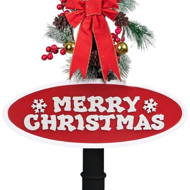 Christabelle 1.8m Christmas Lamp Post Outdoor Display Decoration LED Lights Front Yard Lawn Statue Ornament Black Image 7