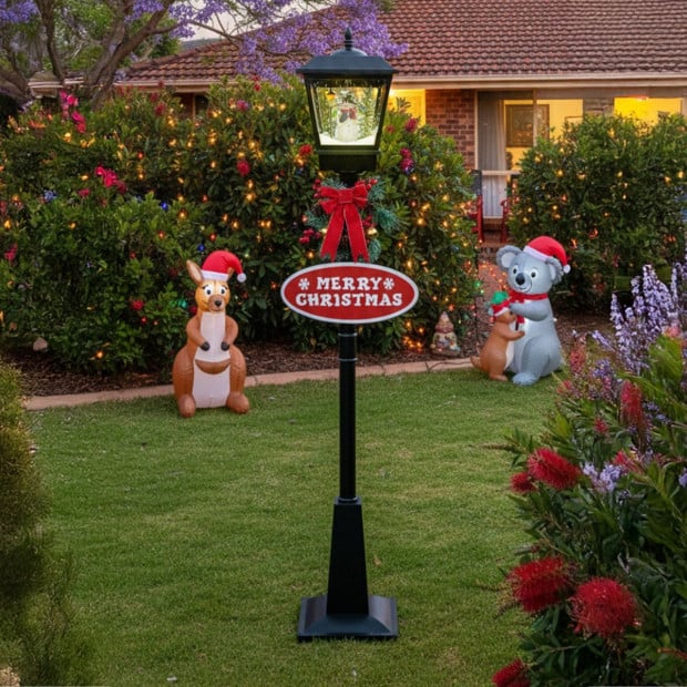 Christabelle 1.8m Christmas Lamp Post Outdoor Display Decoration LED Lights Front Yard Lawn Statue Ornament Black Image 8
