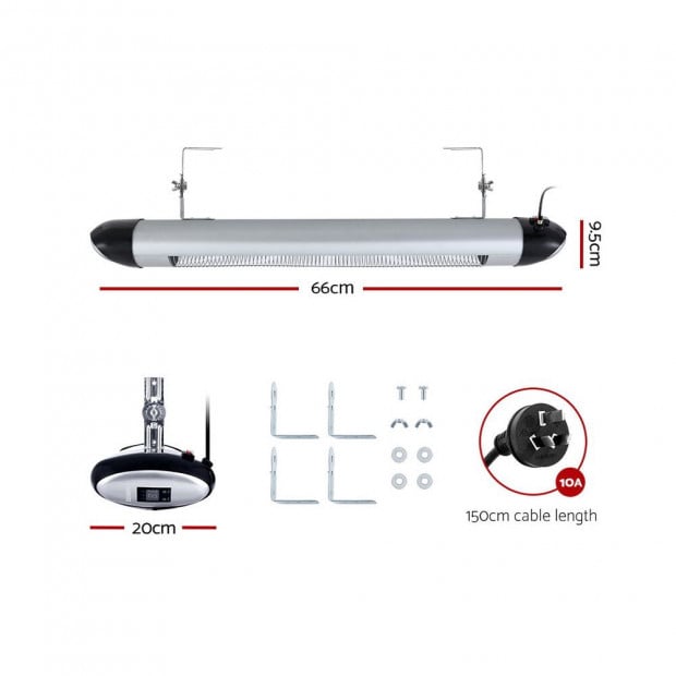 Patio Heater Radiant Strip Indoor Outdoor Heaters Remote Control 1500W Image 2