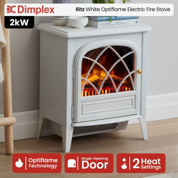 Dimplex 2kW Ritz White Optiflame Portable Electric Fire Stove
