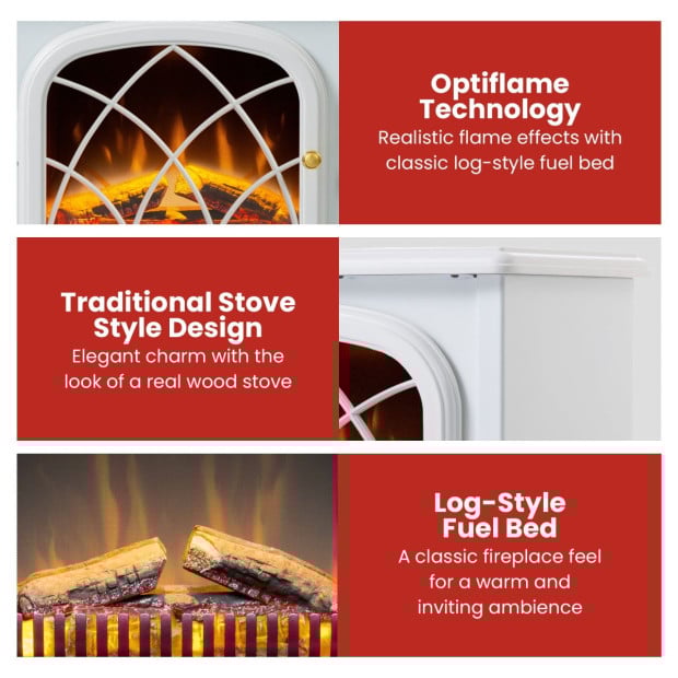 Dimplex 2kW Ritz White Optiflame Portable Electric Fire Stove Image 6