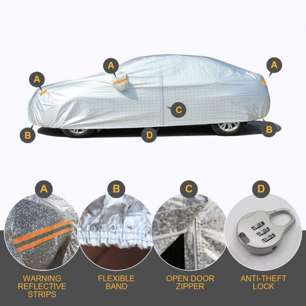 Waterproof Large Car Covers Rain Sun Dust UV Proof Protection YXL Image 3