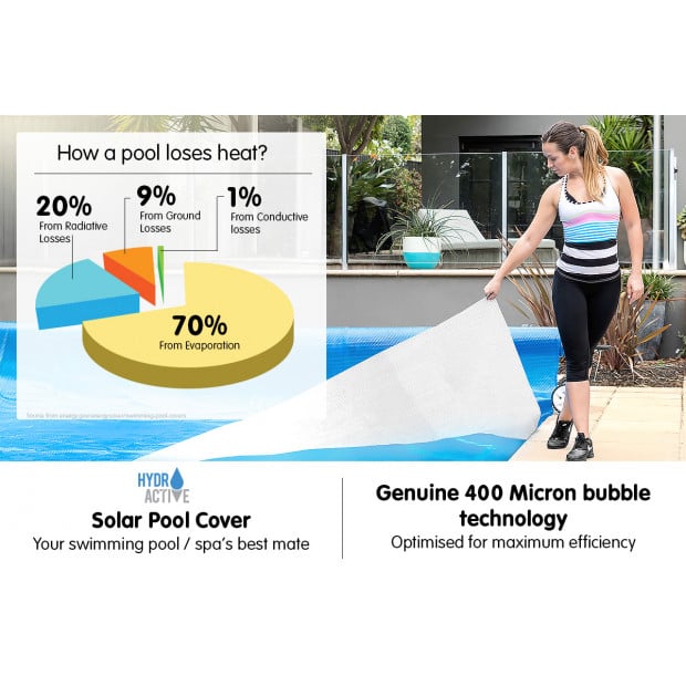 400micron Swimming Pool Roller Cover Combo - Silver/Blue - 6.5m x 3m Image 9