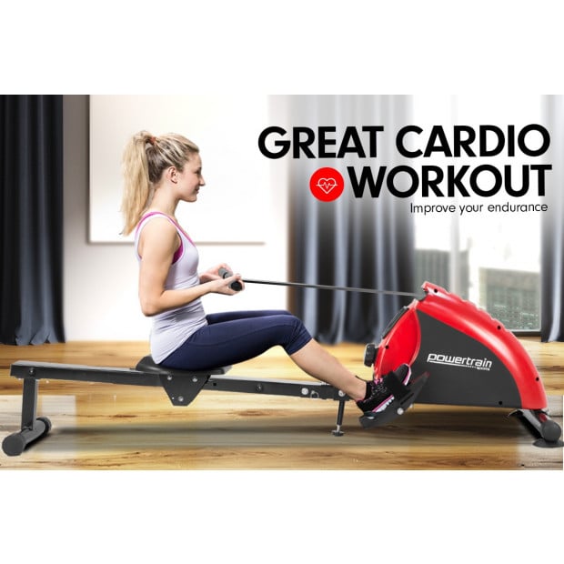 Powertrain Foldable Rowing Machine RW-H02 - Red Image 3