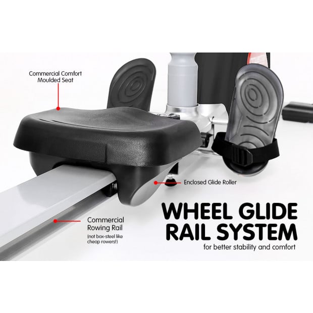 Powertrain Rowing Machine with Magnetic Flywheel - Black Image 5