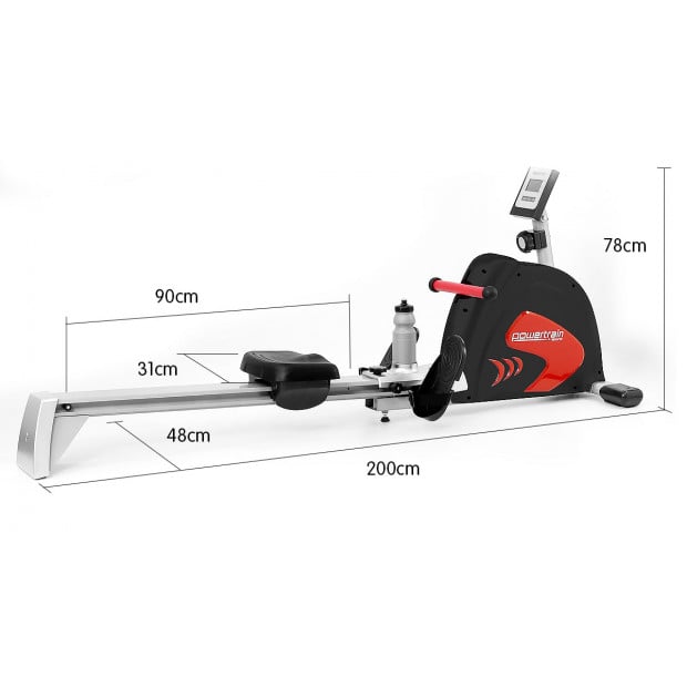 Powertrain Rowing Machine with Magnetic Flywheel - Black Image 10