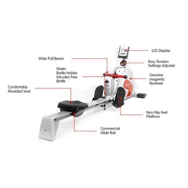 Magnetic flywheel top rowing machine