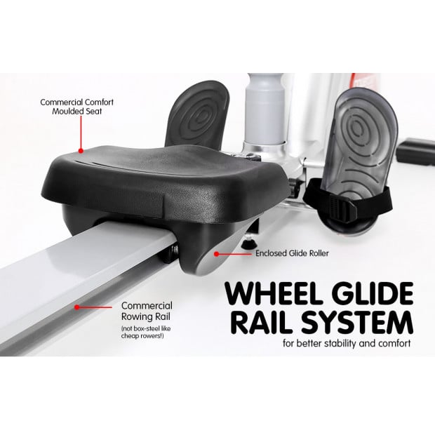 Powertrain Rowing Machine with Magnetic Flywheel - Silver Image 5