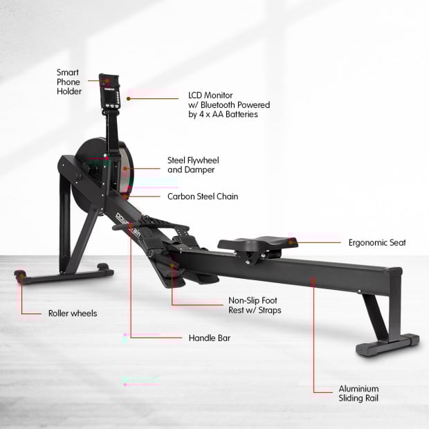 Powertrain Air Resistance Rowing Machine - Black Image 11
