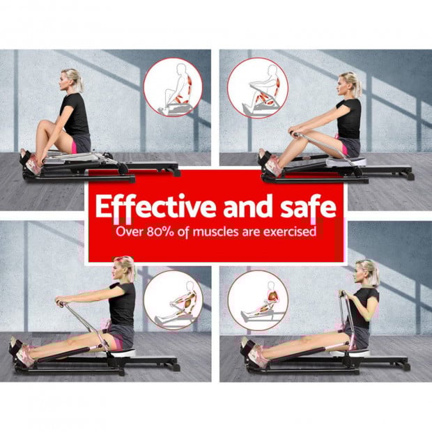 Rowing Exercise Machine Rower Hydraulic Resistance Fitness Gym Cardio Image 3