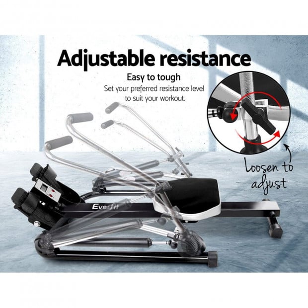 Rowing Exercise Machine Rower Hydraulic Resistance Fitness Gym Cardio Image 6