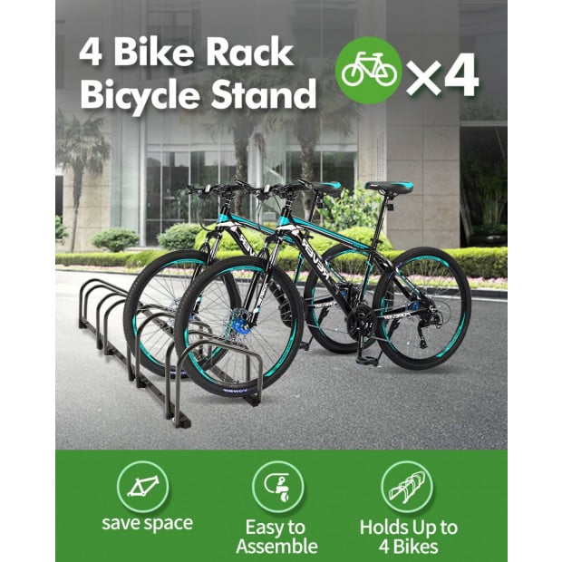 4-Bikes Stand Bicycle Bike Rack Floor Parking Instant Storage Cycling Image 3