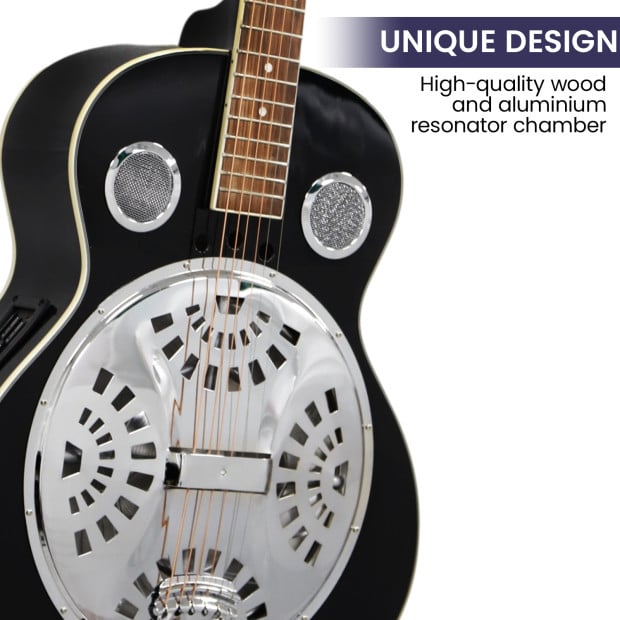 Karrera 40in Resonator Guitar - Black Image 4