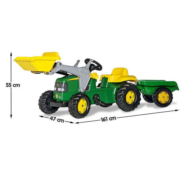 John Deere Rolly Kids RT023110 Ride on Tractor with Trailer & Loader Image 3