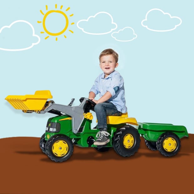 John Deere Rolly Kids RT023110 Ride on Tractor with Trailer & Loader Image 6