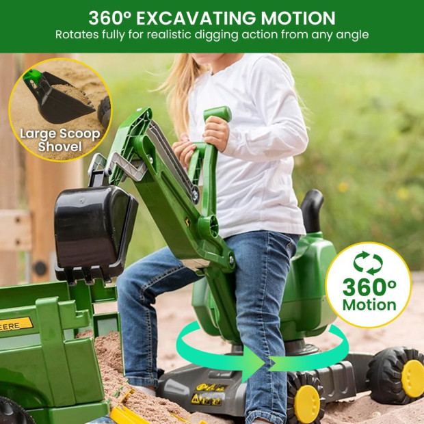 John Deere Rolly Digger XL Ride-On Excavator Childrens Toy with 360 degree Rotation, Work Scoop & Levers All-Terrain 3+ Image 5