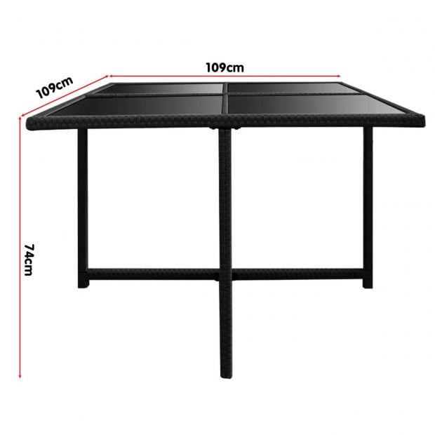 9 Piece PE Rattan Garden Patio Outdoor Dining Set Black Image 8