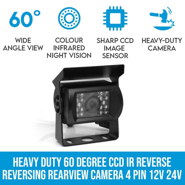 Heavy Duty 60d CCD IR Reverse Reversing Rearview Camera 4 Pin 12V 24V Image 2