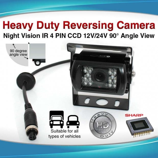 Elinz 4pin 10m Heavy Duty 12/ 24v Ccd Reverse Camera