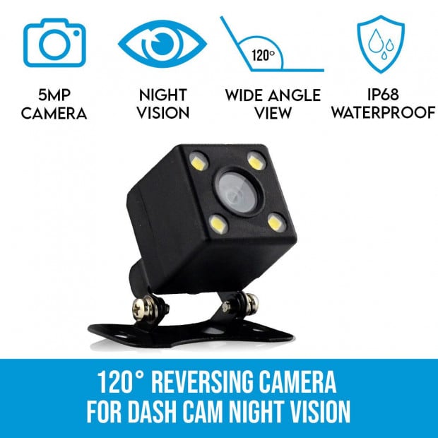 Elinz 120deg Reversing Camera For Dash Cam Night Vision