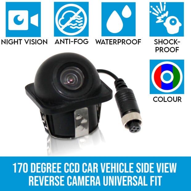 170 Degree CCD Car Vehicle Side View Reverse Camera Universal Fit Image 5