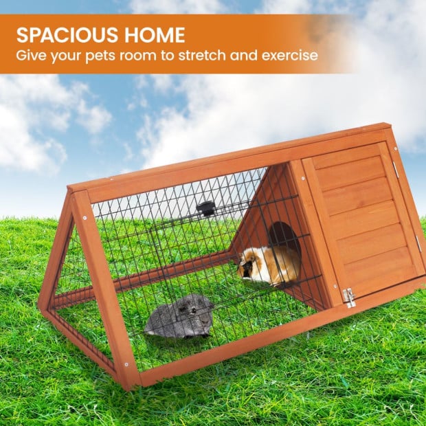 Little Buddies Wooden Triangle Rabbit Animal Hutch - 98cm Image 9