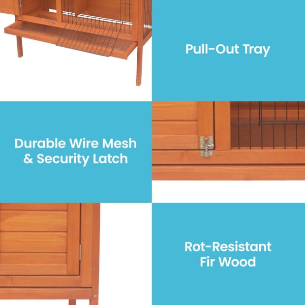 Little Buddies Wooden Pet Rabbit Hutch 2 Sections - Small Image 6