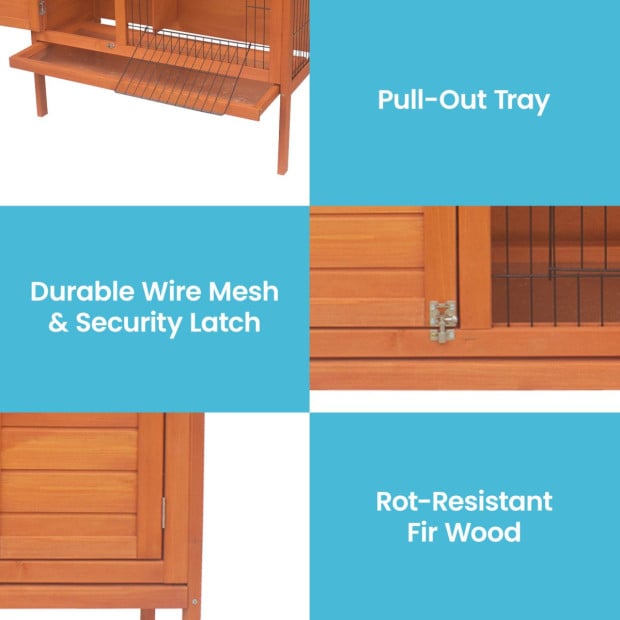 Little Buddies Wooden Pet Rabbit Hutch 2 Sections - Large Image 6