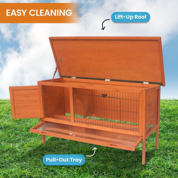 Little Buddies Wooden Pet Rabbit Hutch 2 Sections - Large Image 7