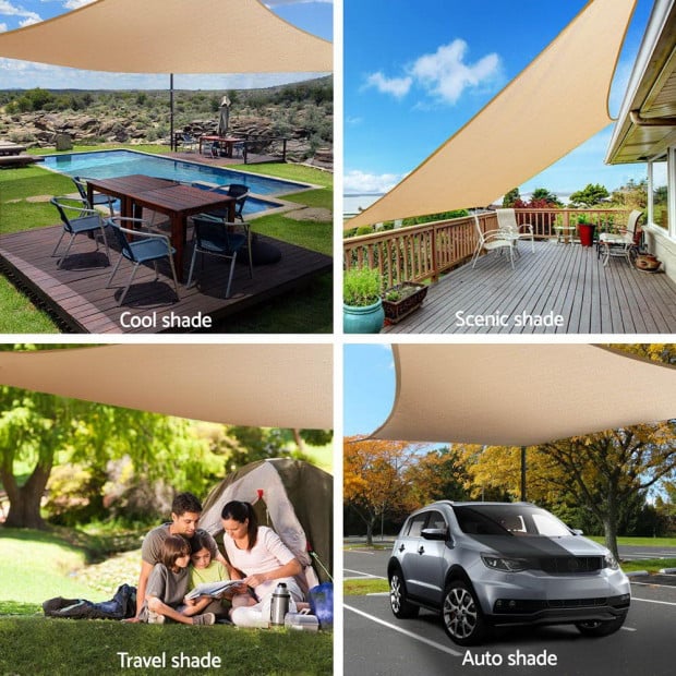 2.5x3m Shade Sail Sun Shadecloth 280gsm Sand Image 4