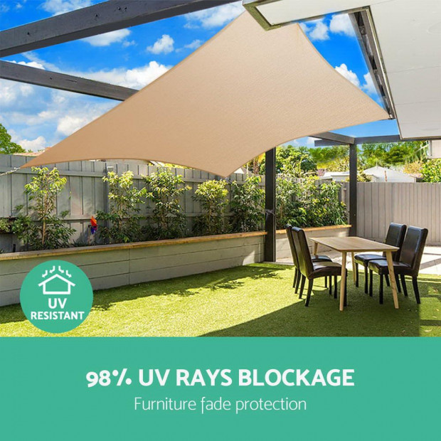 2.5x3m Shade Sail Sun Shadecloth 280gsm Sand Image 6
