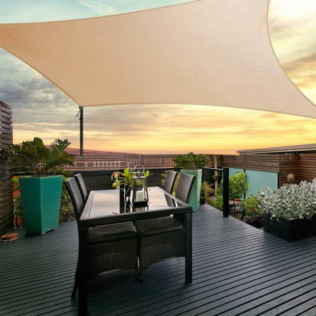 2.5x3m Shade Sail Sun Shadecloth 280gsm Sand Image 7