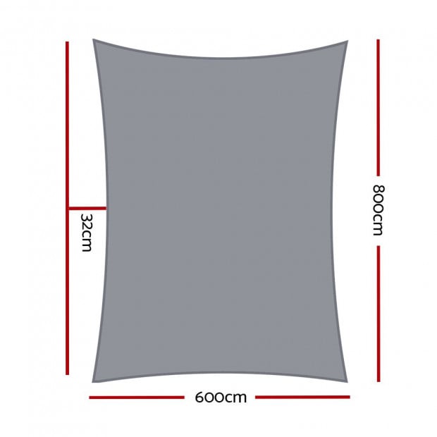 Sun Shade Sail Cloth Shadecloth Outdoor Canopy Rectangle 280gsm 6x8m Image 2