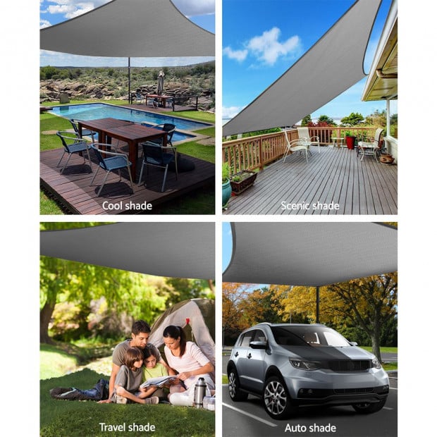 Sun Shade Sail Cloth Shadecloth Outdoor Canopy Rectangle 280gsm 6x8m Image 4