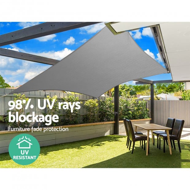 Sun Shade Sail Cloth Shadecloth Outdoor Canopy Rectangle 280gsm 6x8m Image 6