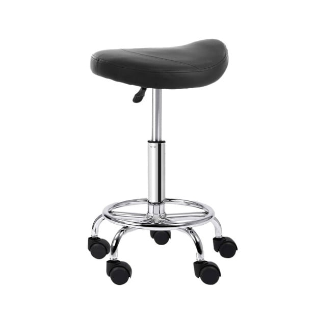 Saddle Salon Stool Black PU Swivel Barber Hair Dress Hydraulic Lift Image 3