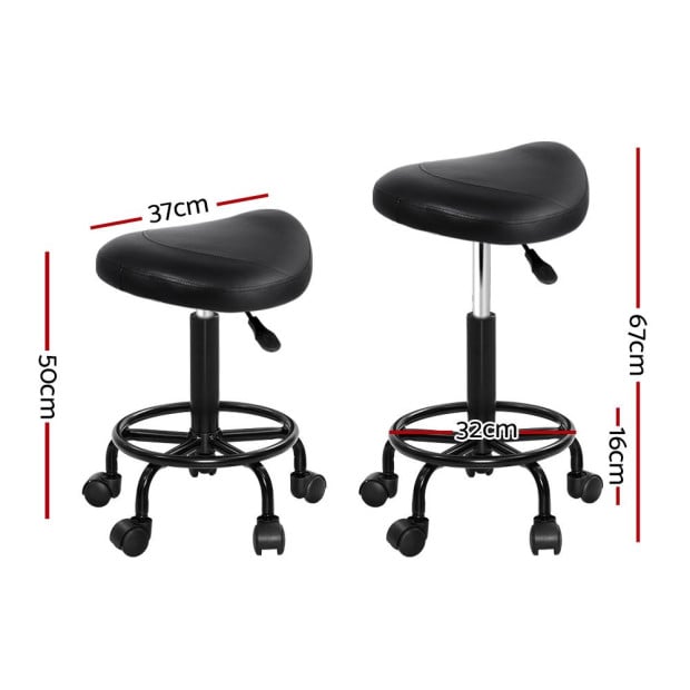 Saddle Stool Salon Black Swivel Beauty Barber Hairdressing Gas Lift Image 2
