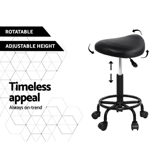 Saddle Stool Salon Black Swivel Beauty Barber Hairdressing Gas Lift Image 5