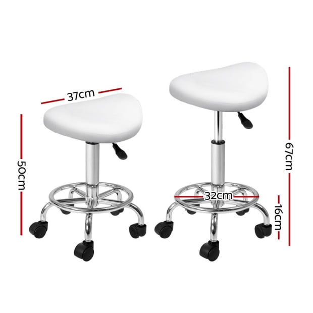 Saddle Salon Stool White PU Swivel Barber Hair Dress Hydraulic Lift Image 2