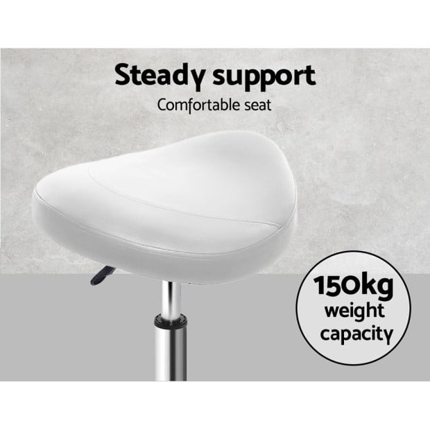 Saddle Salon Stool White PU Swivel Barber Hair Dress Hydraulic Lift Image 6