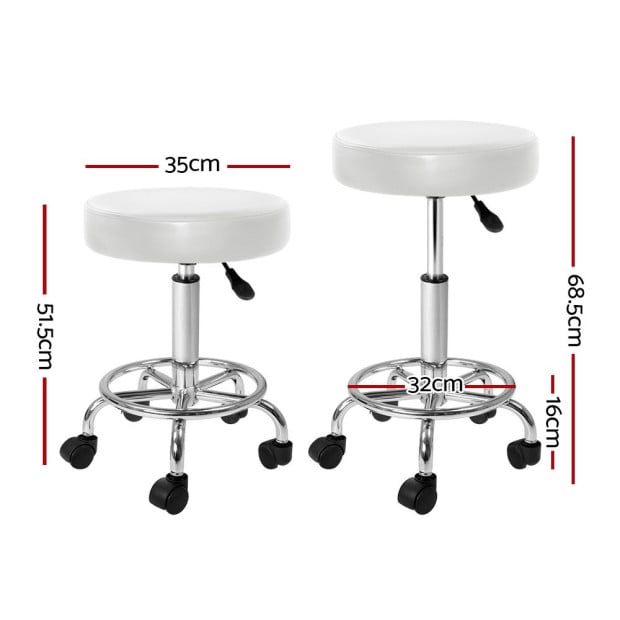 Round Chair Stools Salon Stool White Swivel Beauty Barber Hairdressing Image 2