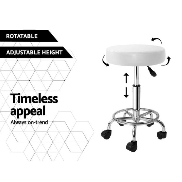 Round Chair Stools Salon Stool White Swivel Beauty Barber Hairdressing Image 5