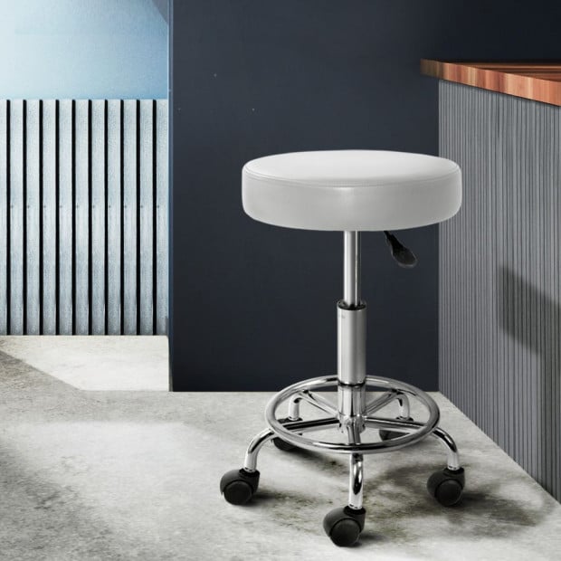 Round Chair Stools Salon Stool White Swivel Beauty Barber Hairdressing Image 8