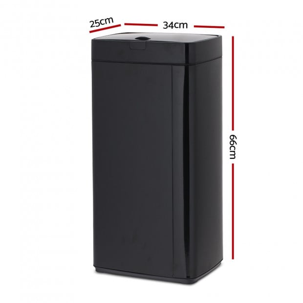 45L Automatic Motion Sensor Kitchen Rubbish Bin - Black Image 2