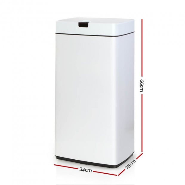 45L Sensor Rubbish Bin White Image 2