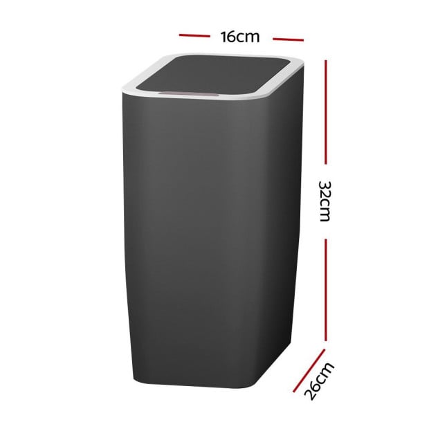 9L Motion Sensor Bin Automatic Rubbish Bins Waste Trash Can Ash Black Image 2