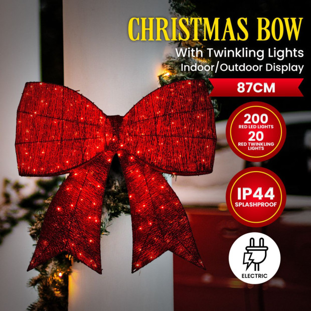 Christmas Display Bow with Lights - 91cm