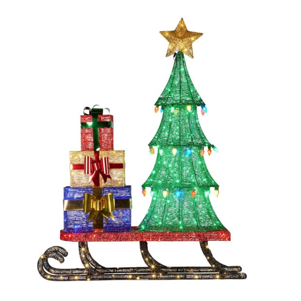 Christmas Display Sled with Tree and Presents - 183cm Image 2