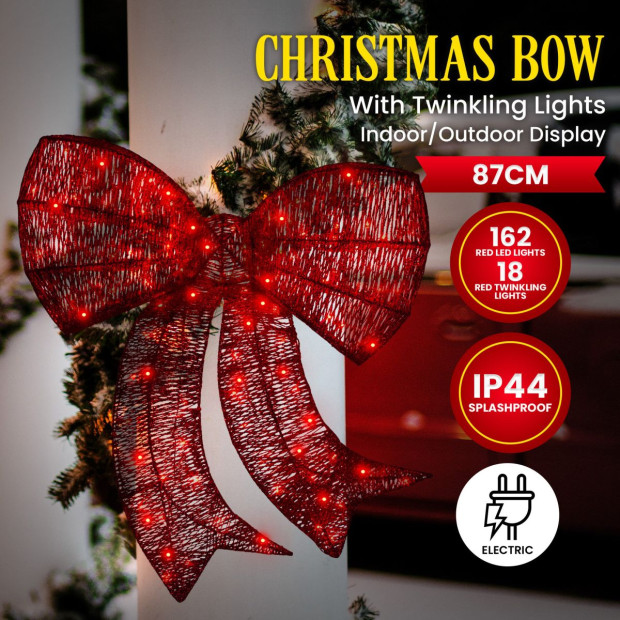 Christmas Display Bow with Lights - 87cm