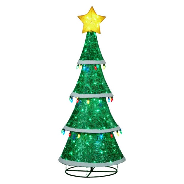 Indoor/Outdoor Tiered Christmas Tree with Lights - 205cm Image 2